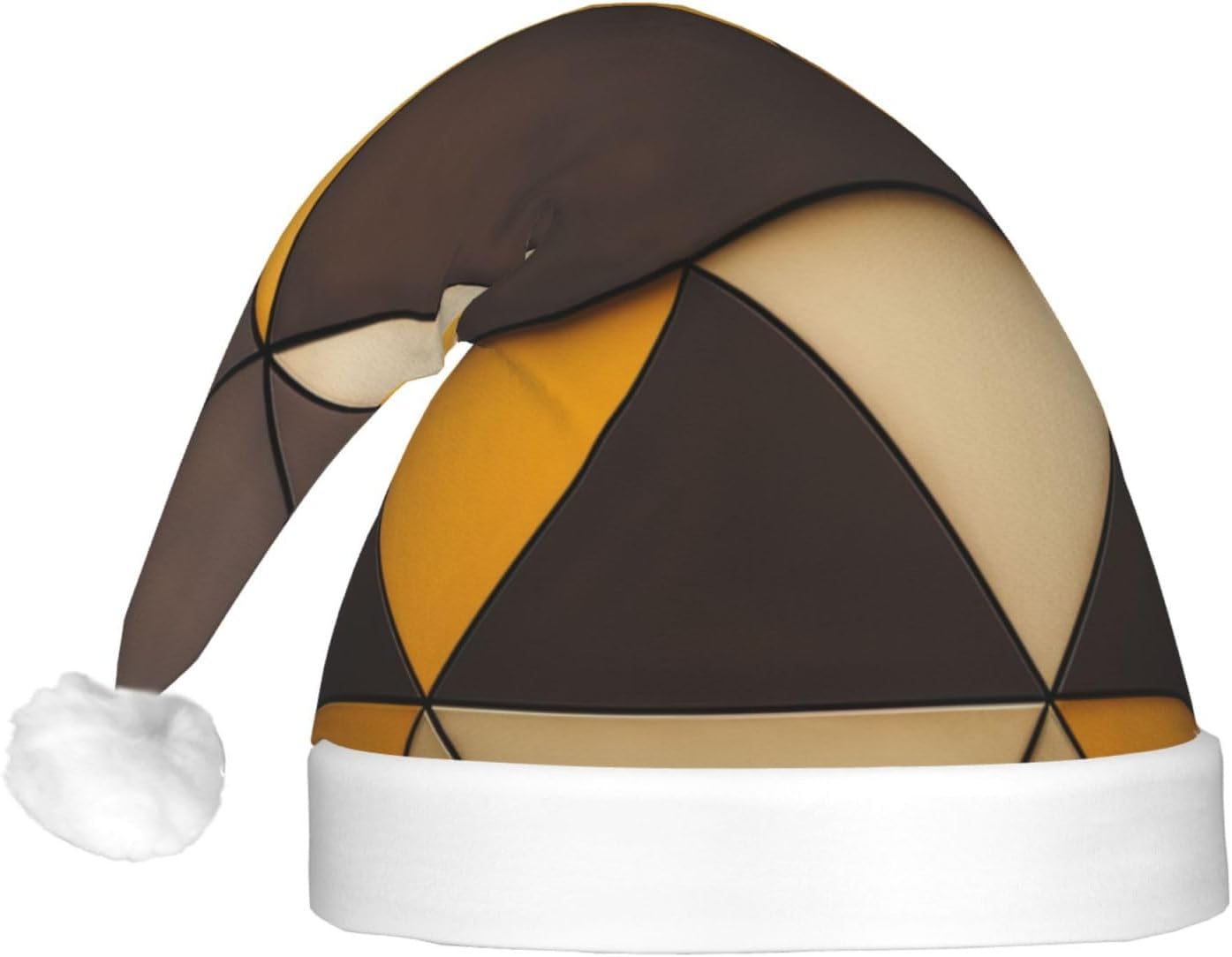 QINZHENG LED Santa Hat with Yellow Brown Triangles Print for Christmas Party