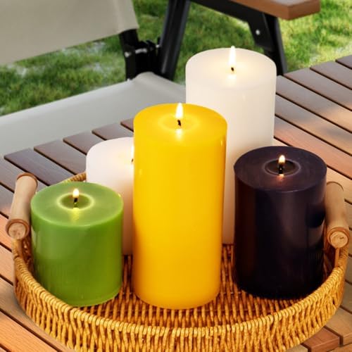 KONNI Navy Blue Pillar Candles Set of 3 3x4