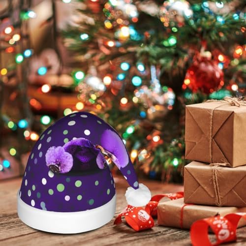 Purple Poodle Polka Dots LED Christmas Hat Unisex Adult Beanie