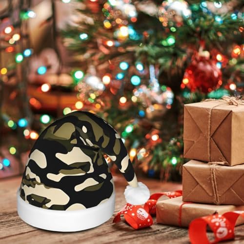Camouflage Print Light Up Santa Hat for Adults