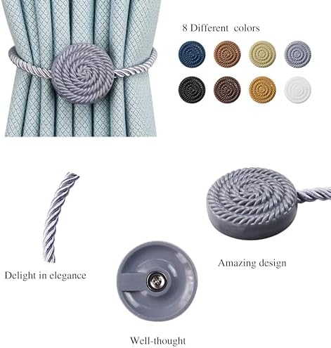 Magnetic Curtain Tie Backs 2 Pack Grey