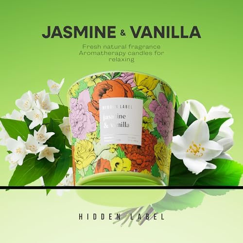 Hidden Label Luxury 3-Wick Soy Candle Jasmine Vanilla Scent 30oz