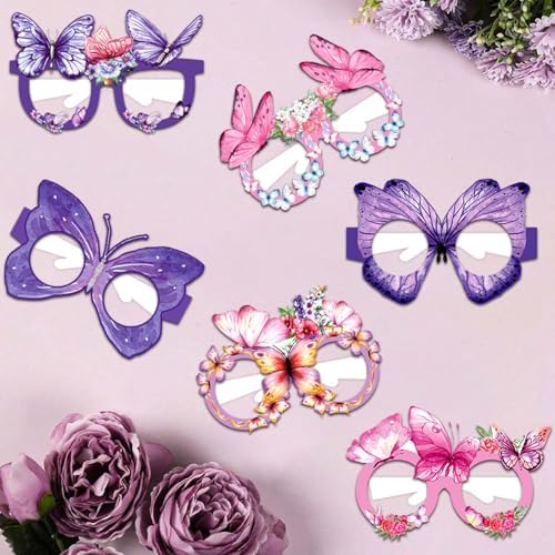 24 Pcs Spring Butterfly Paper Eyeglasses Party Props