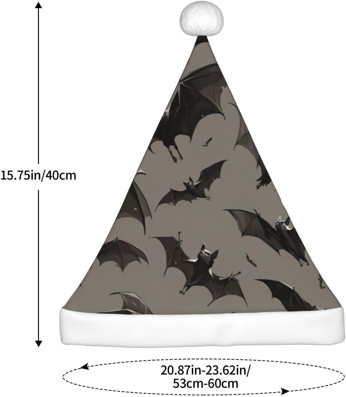 Halloween Bats Grey Santa Hat for Adults