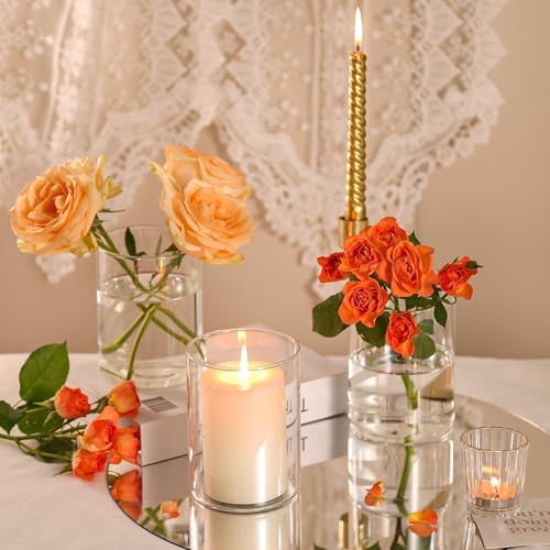 5 Inch Clear Cylinder Vases Set 12pcs for Centerpieces
