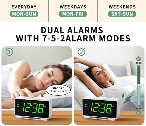 iTOMA Dual Alarm Clock with Snooze and Night Light