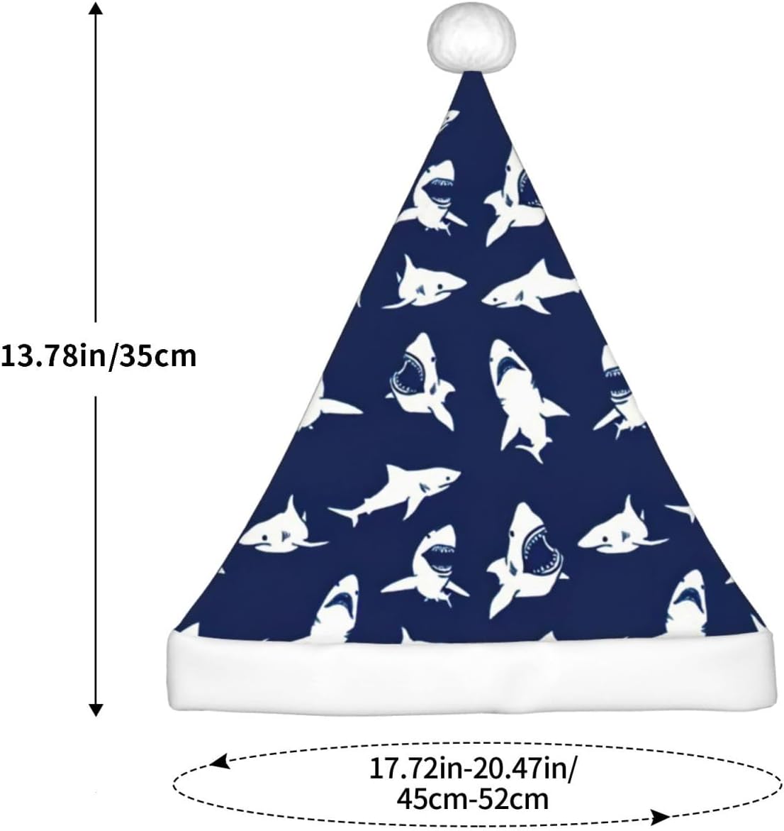Shark Pattern Christmas Santa Hat Small Size Funny Plush