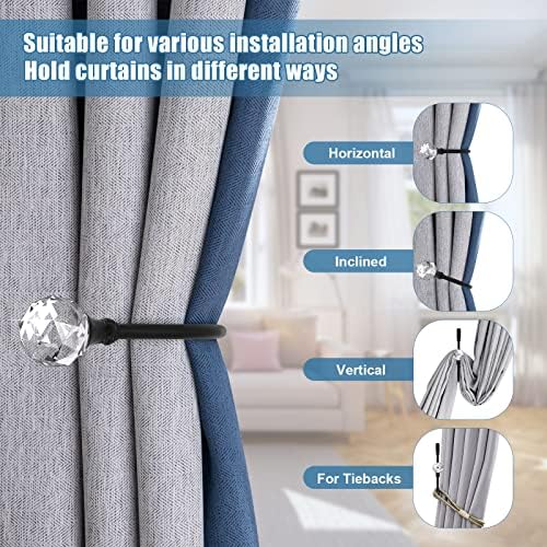 Crystal Curtain Holdbacks Black 4 Pack Heavy Duty