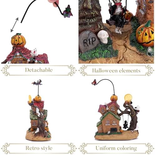 Valery Madelyn Lighted Halloween Village Houses with Music