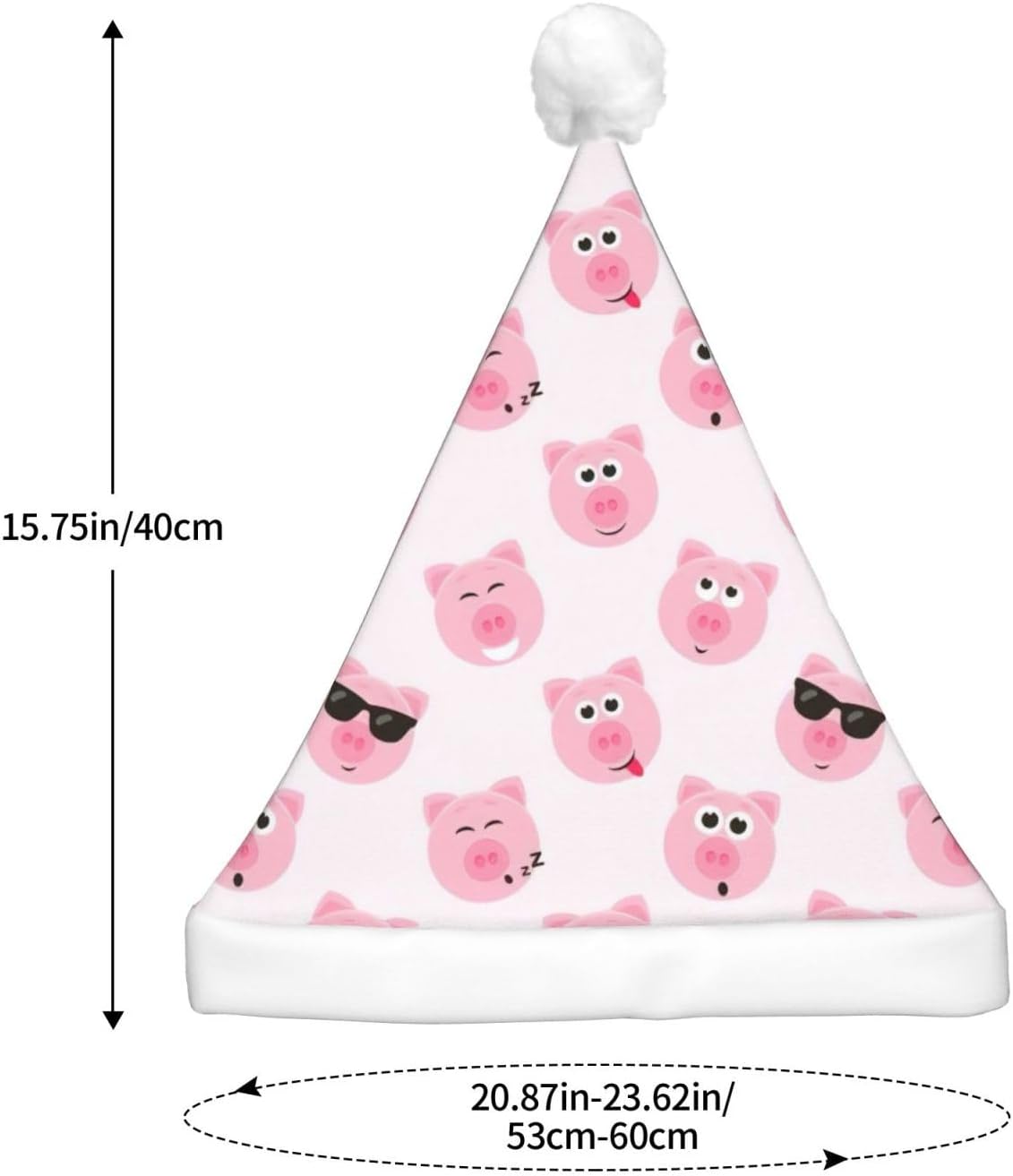 Funny Pink Pig Face Christmas Santa Hat Plush Light Up for Adult