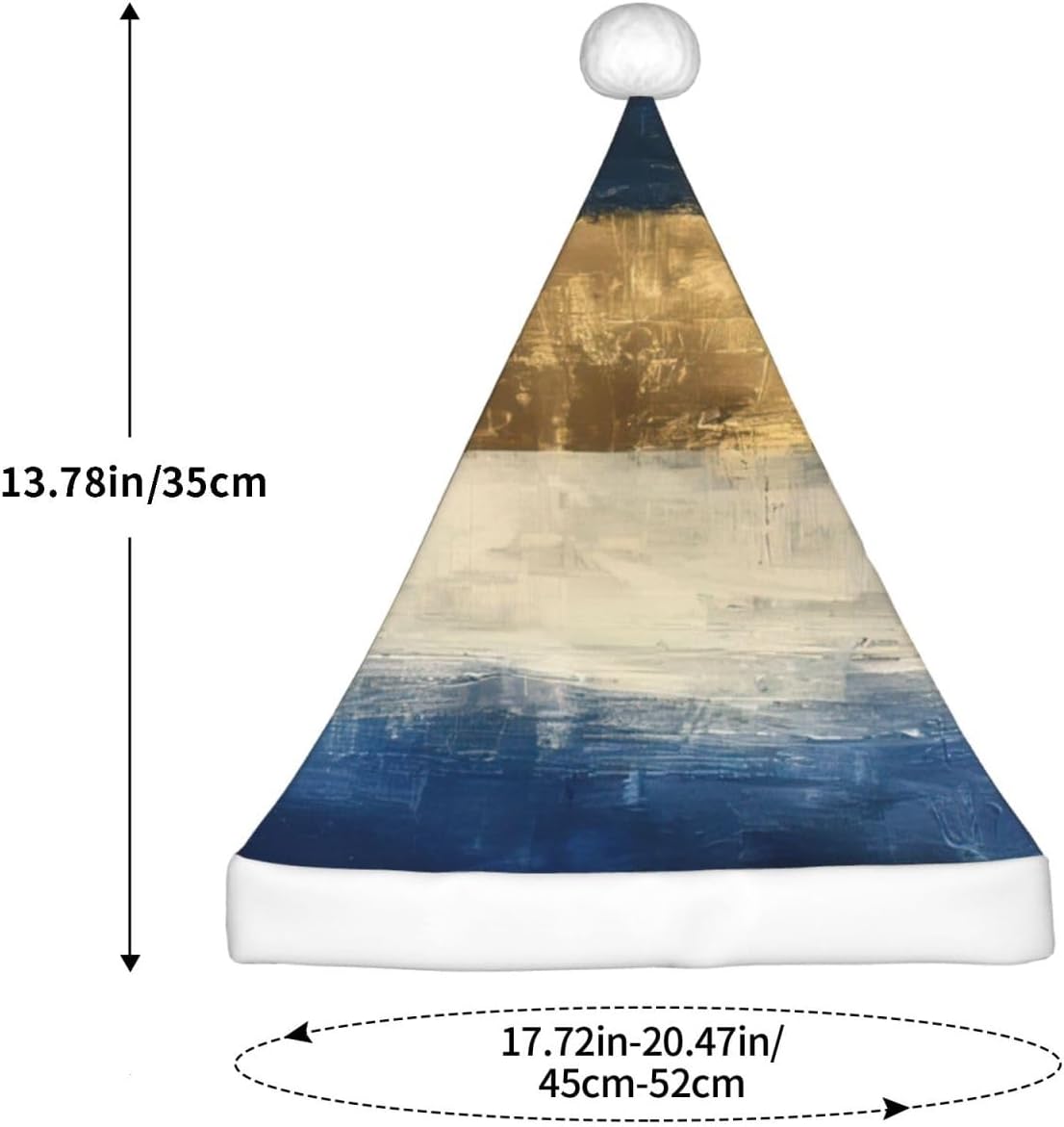 Gold Blue White Print Christmas Santa Hat Small Size