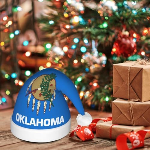 Oklahoma State Flag Christmas Hat with LED Lights
