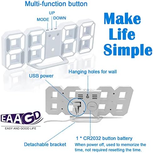 Digital Alarm Clock with 3 Brightness Levels and 1224Hr Display