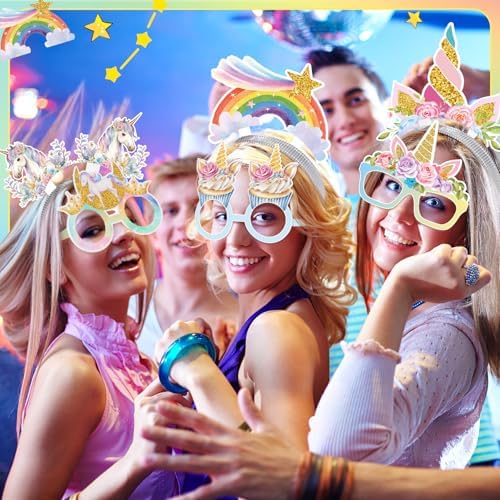 BBTO 24 Pcs Unicorn Party Headband Glasses