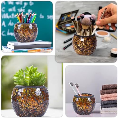 Scented Candle Holder Mosaic Glass Tea Light Holder Amber