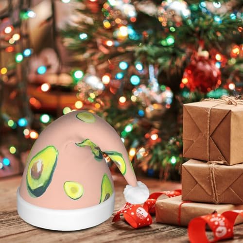 QIN ZHENG Avocado Print LED Christmas Hat for Adults