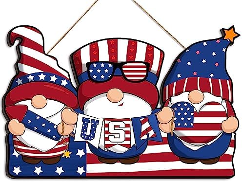 4th of July Wooden Flag Wall Sign with Rope
