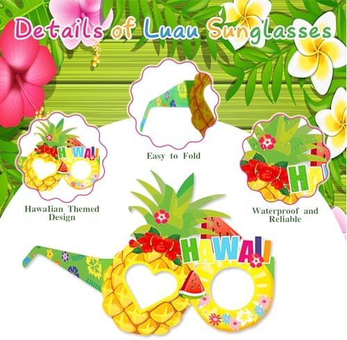24 Pack Hawaiian Paper Sunglasses for Luau Parties