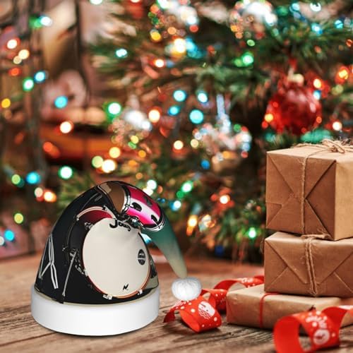 QINZHENG Personalized Santa Hat with Jazz Drum Print
