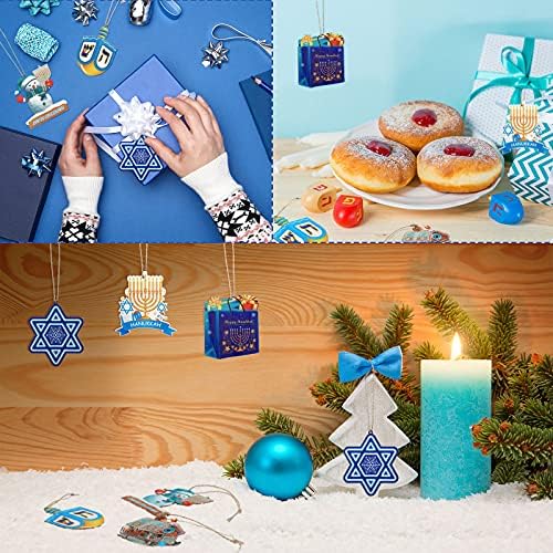 Wooden Dreidel Menorah Ornaments 24 Piece Kit