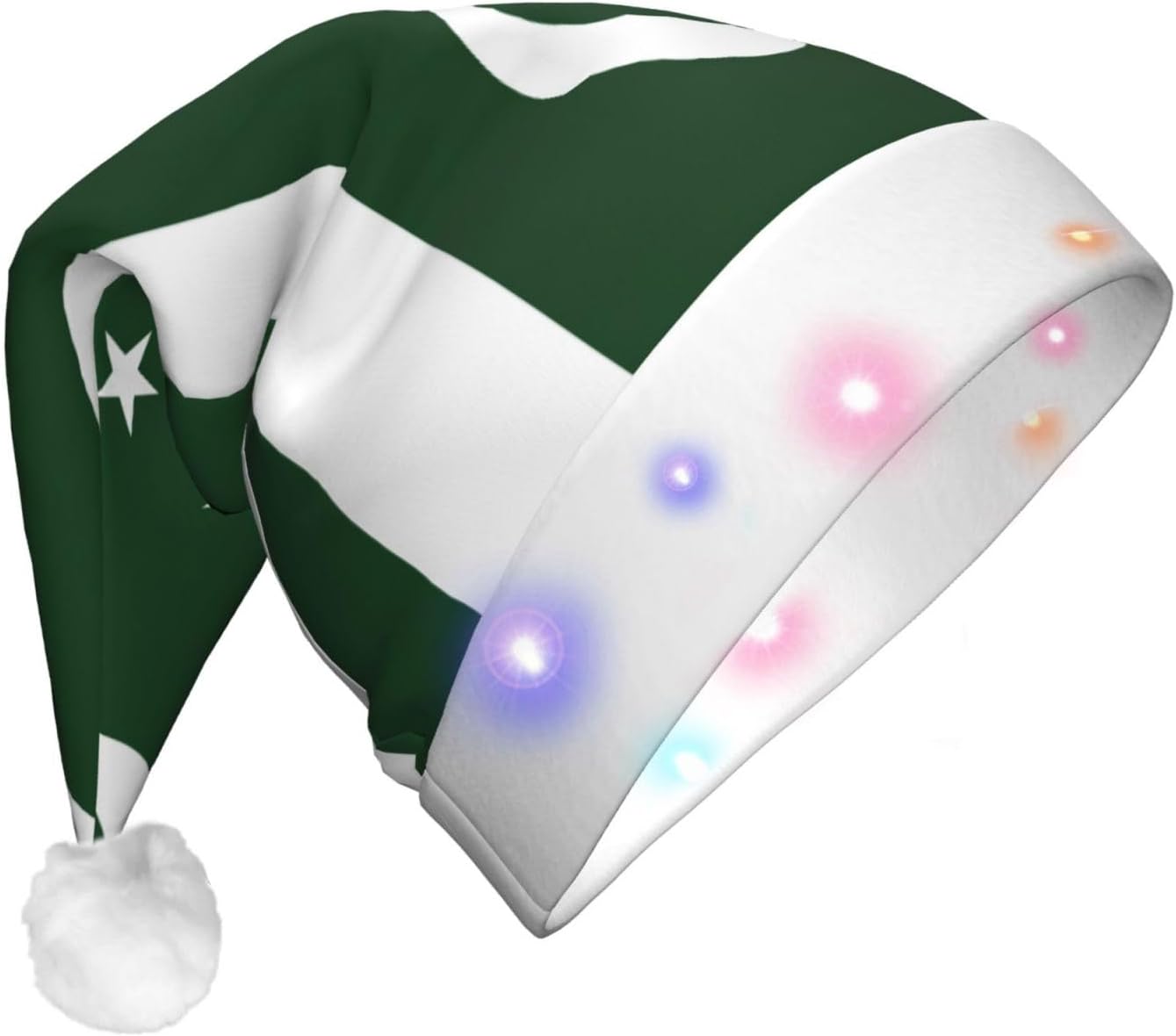 Flag Of Pakistan Christmas Hat With LED Lights