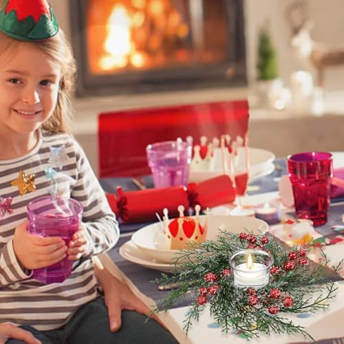 6 Pcs Christmas Candle Rings Wreath Holder