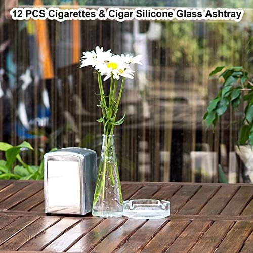 Fabbay Clear Glass Ashtrays Set of 12 for Cigarettes