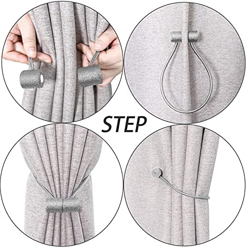 2 Pack Magnetic Curtain Holdbacks 16 Inch Grey