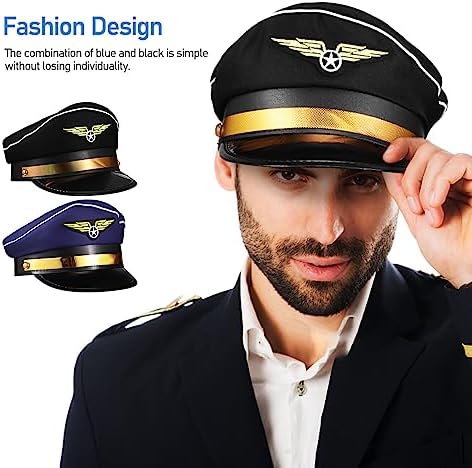 Gadpiparty 2 Pack Captain Pilot Hats Adjustable Costume Accessories