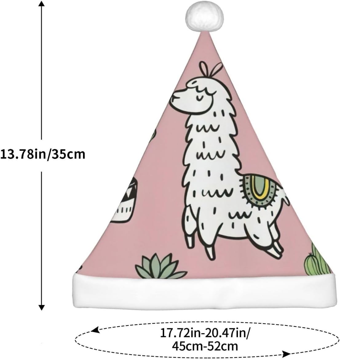 Alpaca and Cactus Print Christmas Santa Hat Small Size 1