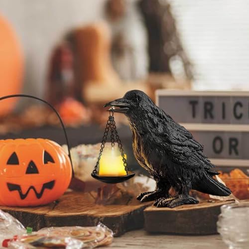 Gothic Crow Candle Holder Halloween Decor