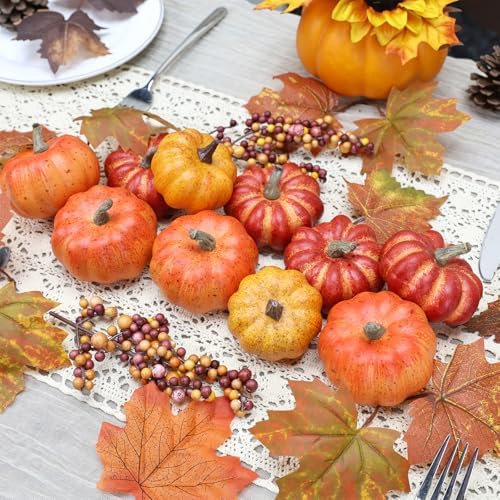 Realistic Mini Pumpkin Decor 16PCS for Fall