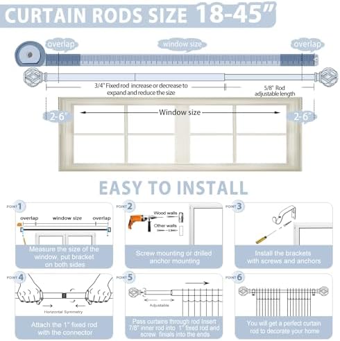White Twisted Cage Finials Curtain Rod for Windows