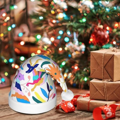 QINZHENG LED Christmas Santa Hat with Animal Print