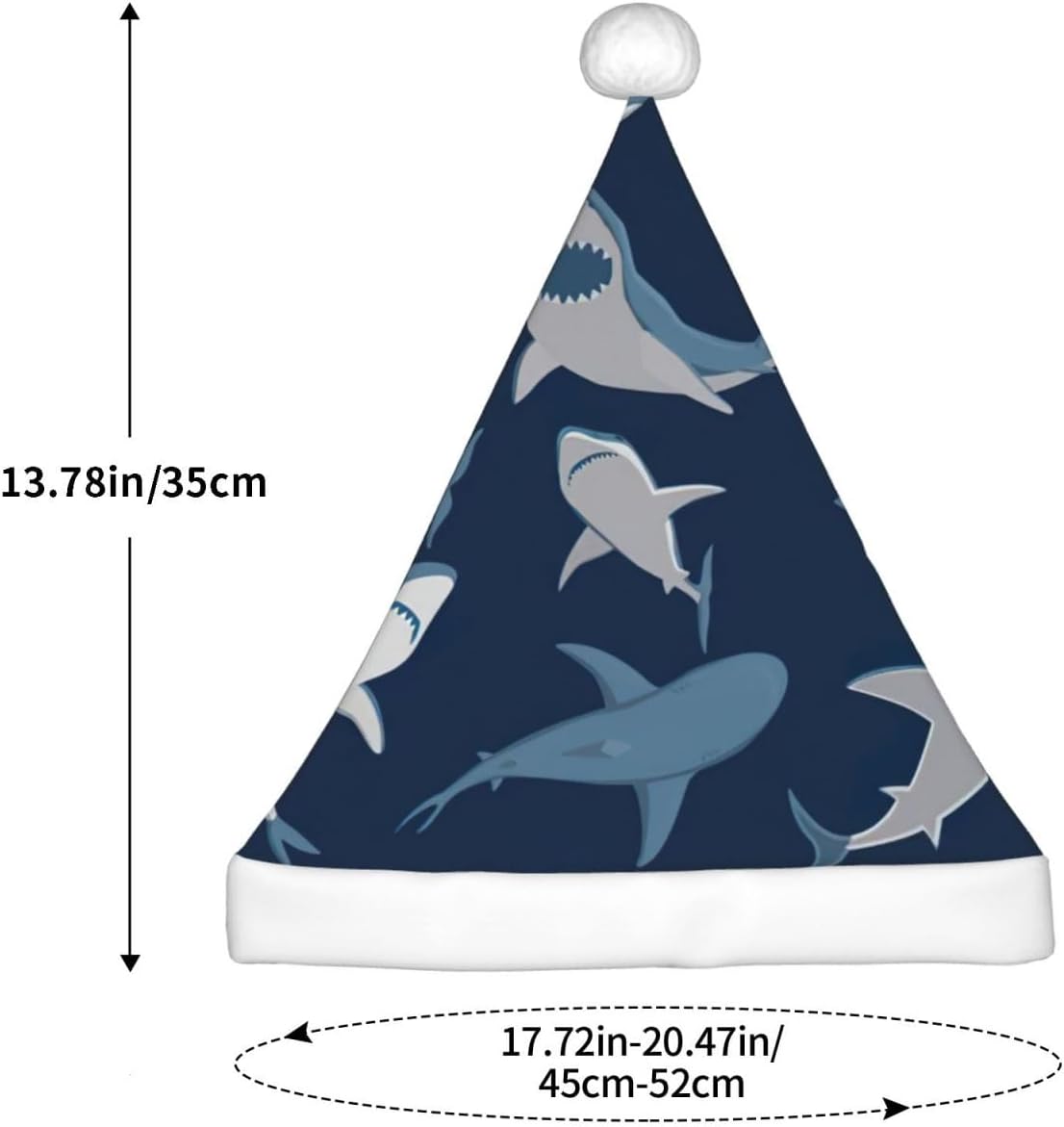 Ocean Shark Print Christmas Santa Hat Small Size