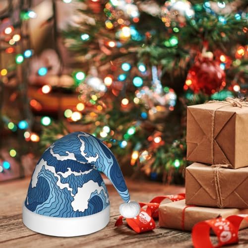 Stormy Sea Print Christmas Santa Hat Small Size