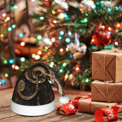 Music Symbol Christmas Santa Hat Plush Funny For Adults Party