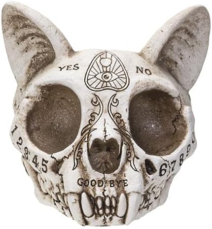 Pacific Giftware Faux Cat Skull Ashtray with Ouija Carving
