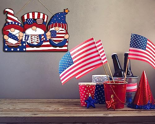 4th of July Wooden Flag Wall Sign with Rope