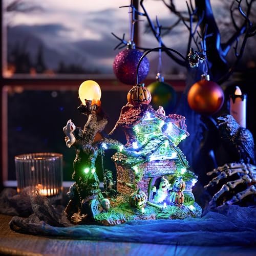 Valery Madelyn Lighted Halloween Village Houses with Music