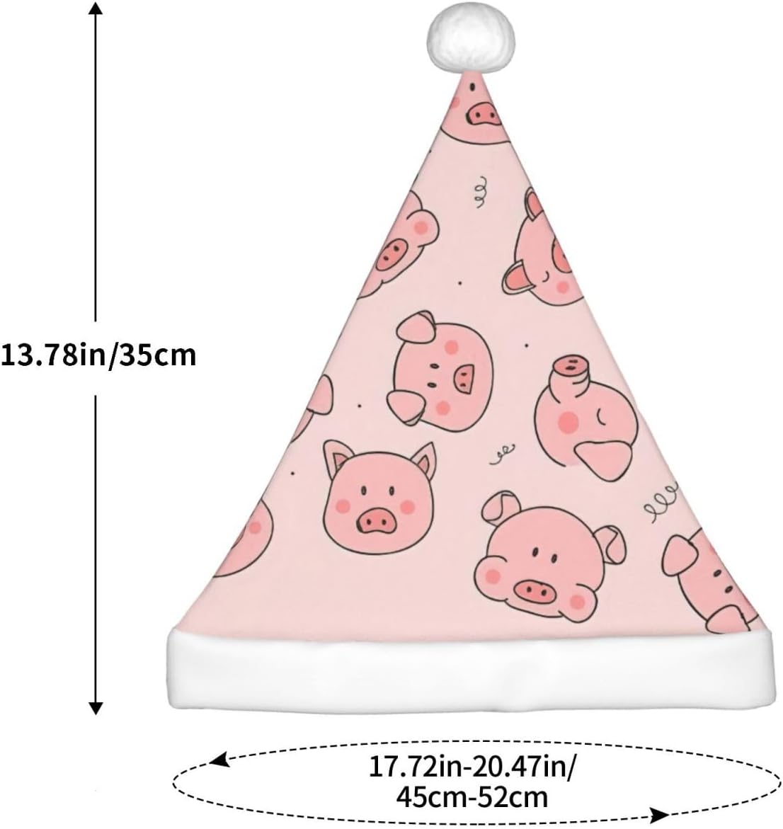 Pink Cute Pig Print Christmas Santa Hat Small Size
