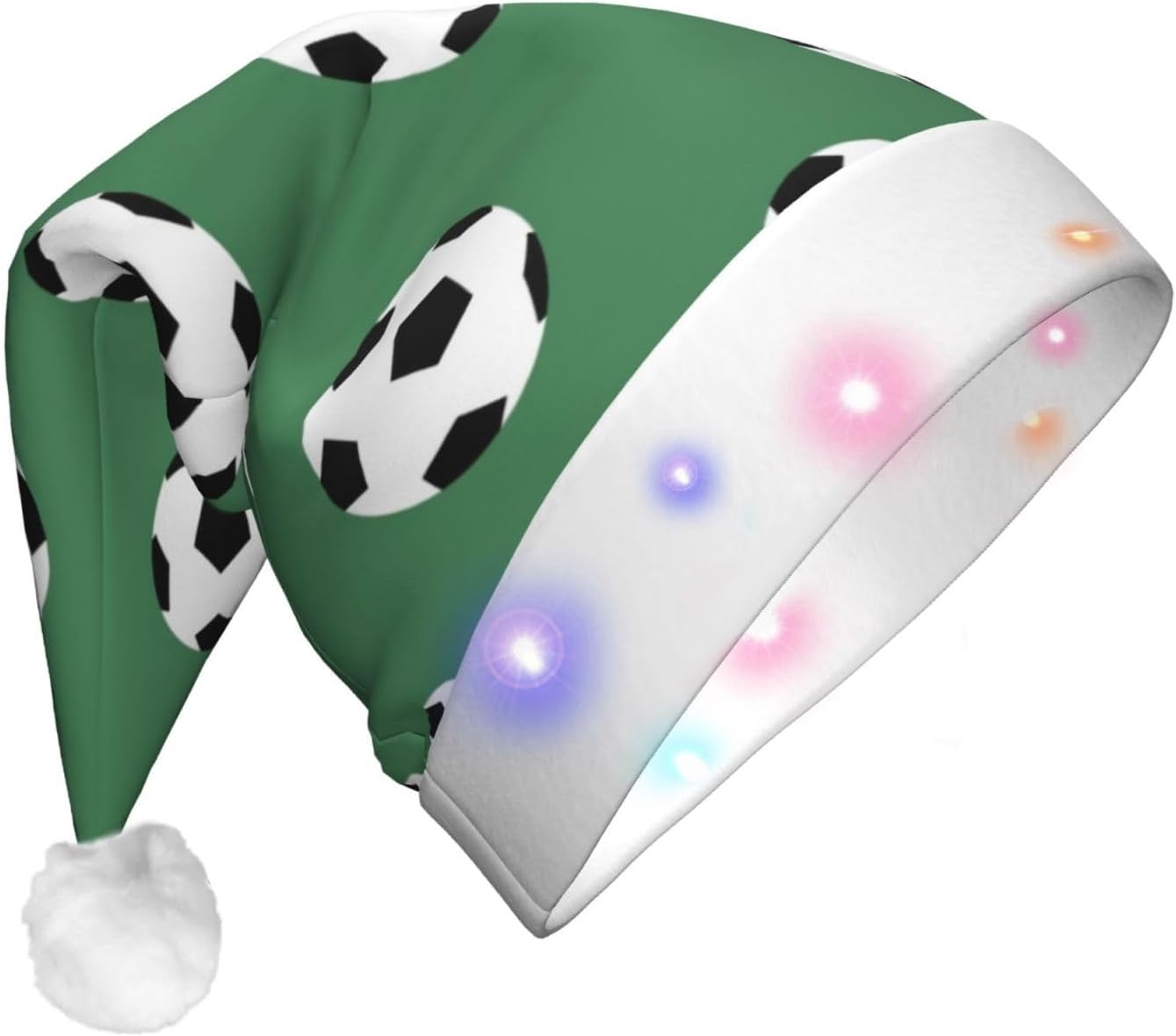 Soccer Print LED Christmas Hat Unisex Adult Beanie