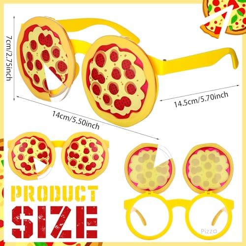 Kingdder 12 Pairs Pizza Themed Photo Booth Glasses
