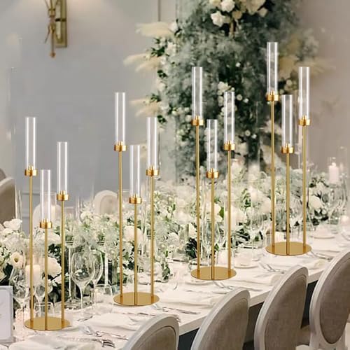Vincidern 20pcs Gold Candelabra with Acrylic Lampshade