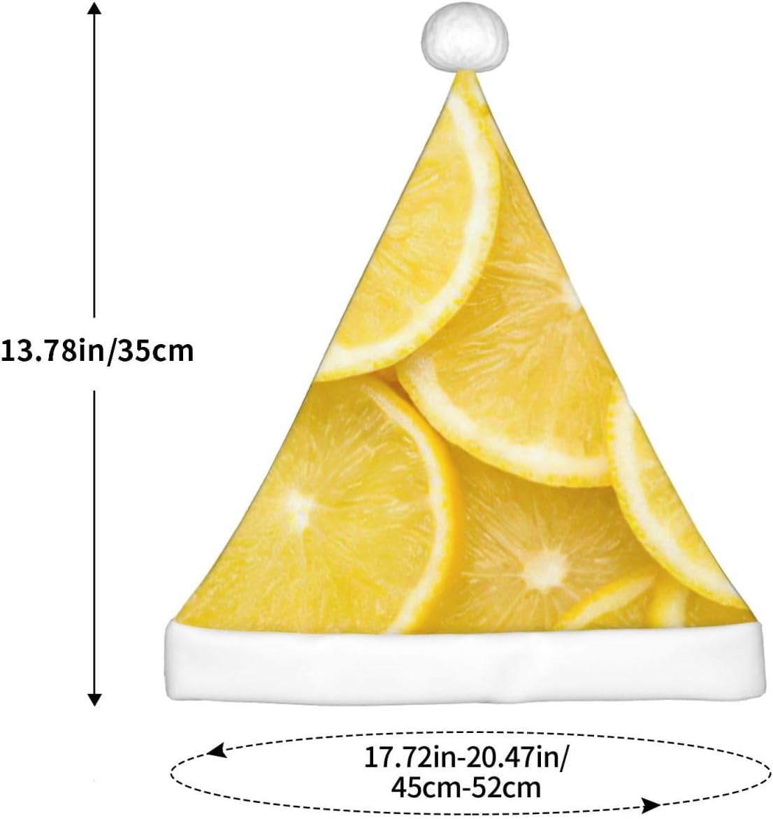 Yellow Lemon Print Christmas Santa Hat Small Size