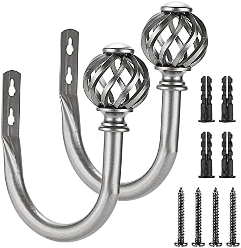 Sumnacon 2Pcs Metal Nest Curtain Holdbacks - Grey