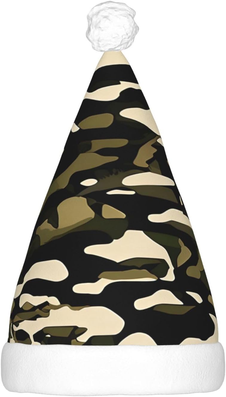 Camouflage Print Light Up Santa Hat for Adults