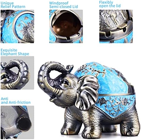 LAUYOO Stand Elephant Windproof Ashtray with Lid