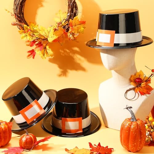Liliful 4 Pcs Thanksgiving Pilgrim Hats Costume Accessory for Adults