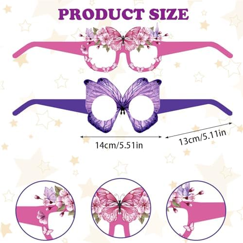 24 Pcs Spring Butterfly Paper Eyeglasses Party Props